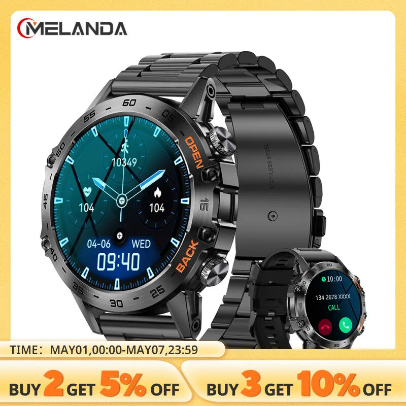 MELANDA Steel, super smart watch com várias funções e chamadas para celular Android IOS K52